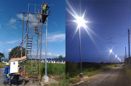 Filipinler'de AN-SL 100W belediye güneş sokak aydınlatma projesi